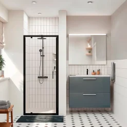 Porte De Douche|Ceramia Zenith Porte de douche 90x195cm pivotante anticalcaire avec profilés Noir mat (CERAHZ90B)