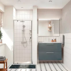 Ceramia Zenith Porte de douche 90x195cm pivotante anticalcaire avec profilés Chrome brillant (CERAHZ90C)