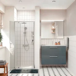 Ceramia Zenith Porte de douche 90x195cm pivotante anticalcaire avec profilés Chrome brillant (CERAHZ90C)