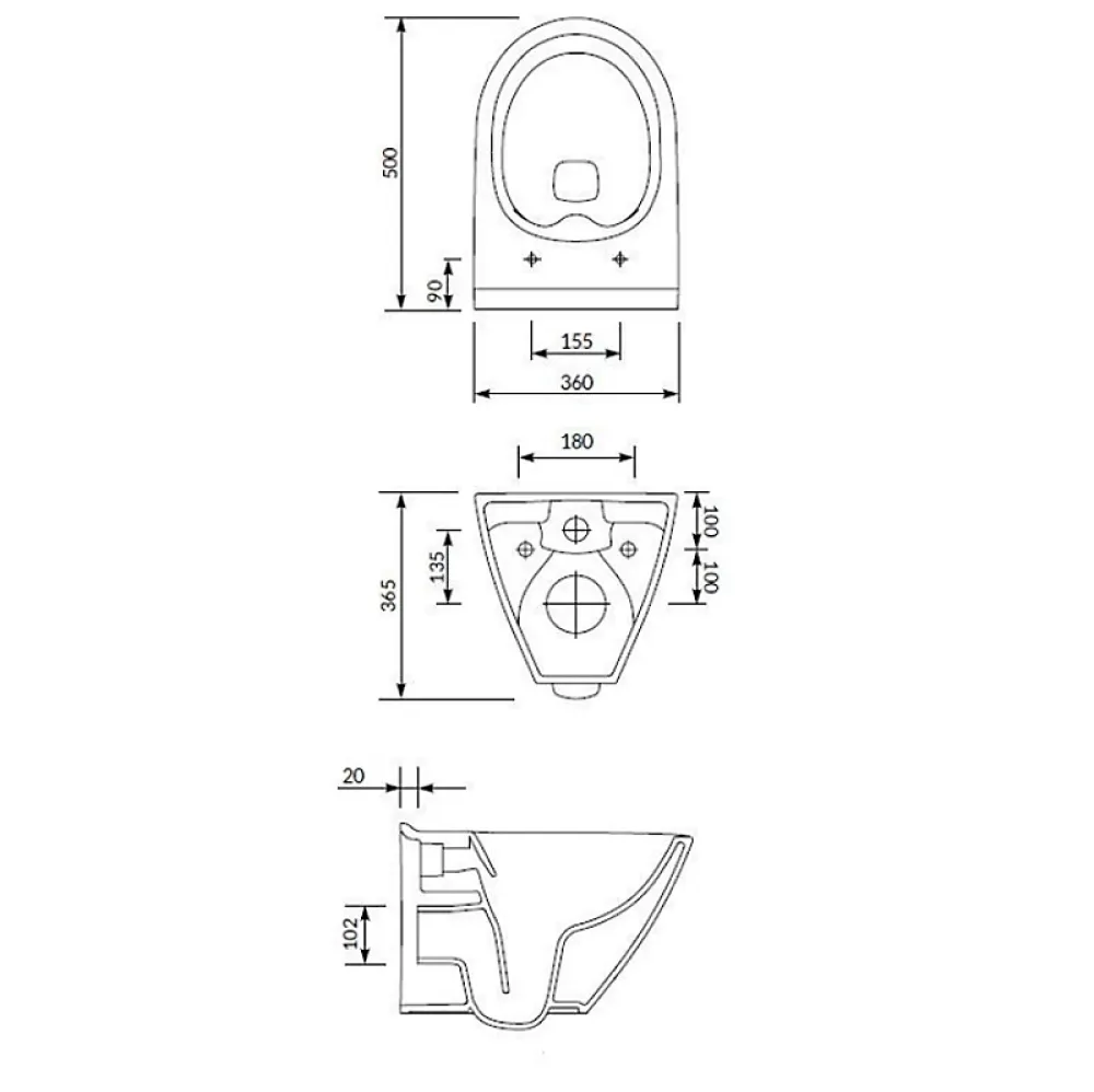 Wc Suspendu|Cersanit Mille Cuvette suspendue sans bride avec abattant softclose, Blanc (S701-454-ECO)