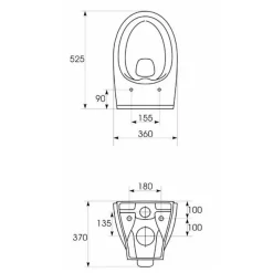 Cersanit Moduo cuvette suspendue sans bride avec abattant SoftClose, Blanc (K701-147-ECO)