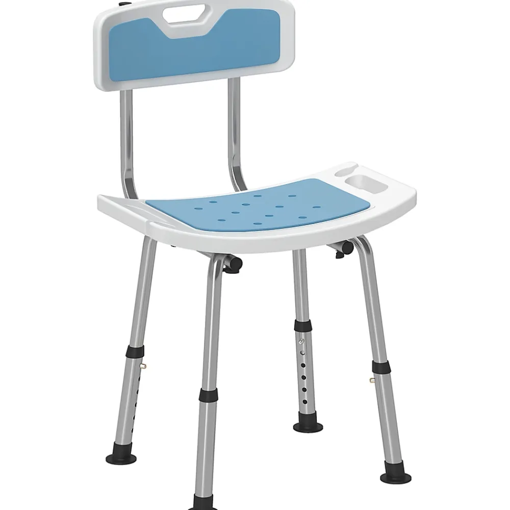 Siège De Douche|Homcom Chaise de douche siège de douche ergonomique hauteur réglable pieds antidérapants charge max. 136 Kg alu HDPE bleu