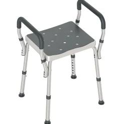 Siège De Douche|Homcom Chaise de douche tabouret de douche antidérapant - hauteur réglable, accoudoirs - alu HDPE gris