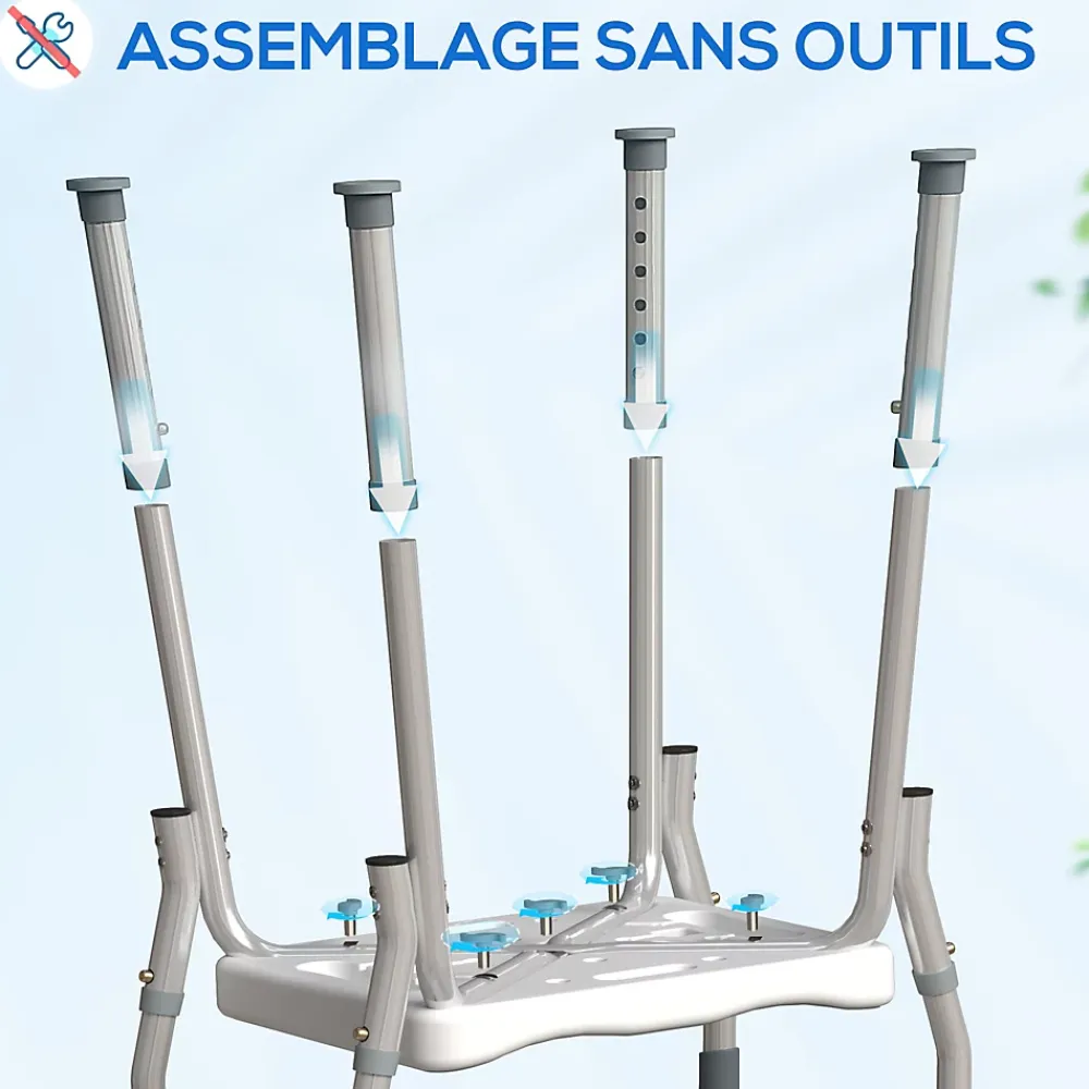 Siège De Douche|Homcom Chaise de douche tabouret de douche antidérapant - hauteur réglable, accoudoirs - alu HDPE gris