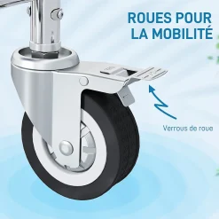 Homcom Chaise percée médicale à roulettes - repose-pieds, dossier, accoudoirs, pot amovible, support papier - alu blanc HDPE gris