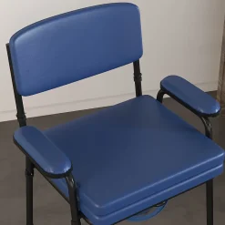 Siège De Douche|Homcom Chaise percée réglable - chaise de toilette - seau amovible, coussin, accoudoirs - acier noir PVC bleu