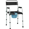 Homcom Chaise percée toilette pliable hauteur réglable - seau amovible - siège, accoudoirs rembourrés - max. 150 Kg - acier gris noir