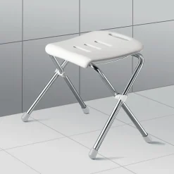 Siège De Douche|Spirella Chaise pliante rabattable de bain Chrome