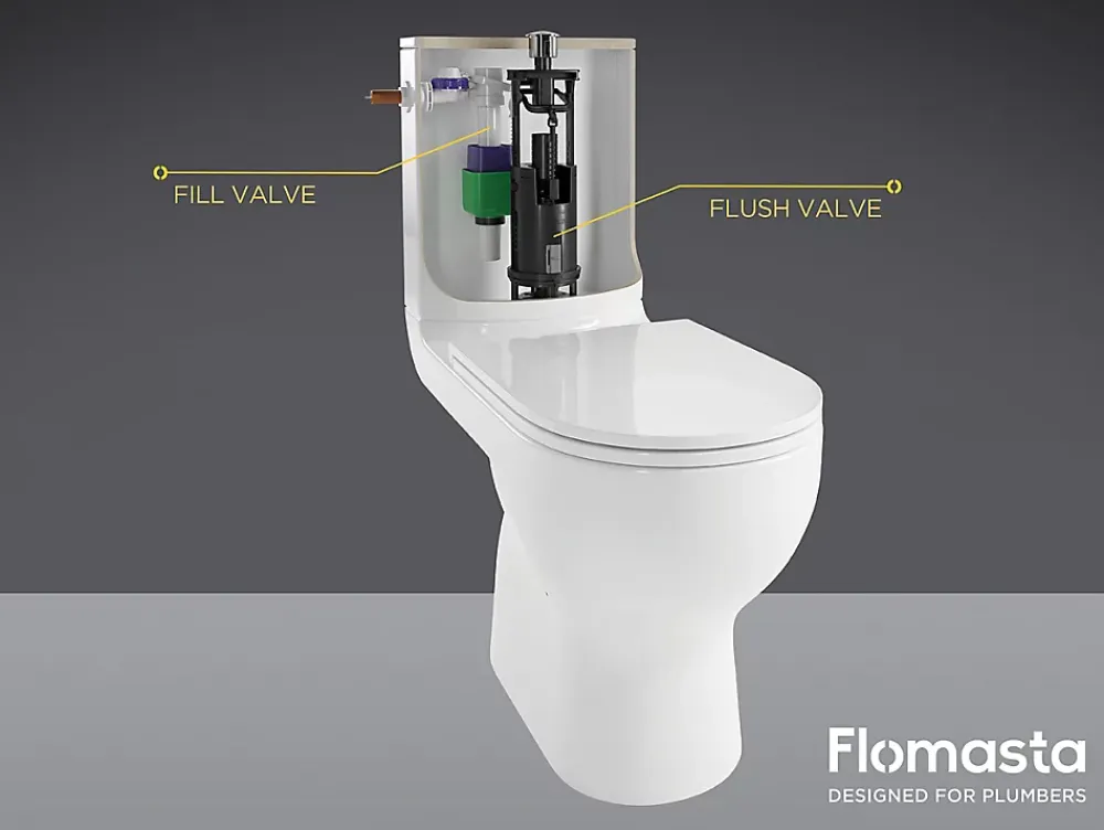 Flomasta Chasse d'eau - 2", Double bouton poussoir + tige