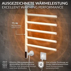 Luxebath Chauffe-serviette électrique 75W 45-60C 450x622 mm blanc rotation 180 degrés en acier inox
