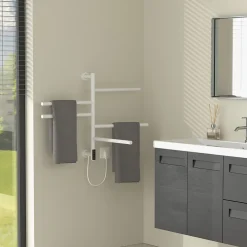 Luxebath Chauffe-serviette électrique 75W 45-60C 450x622 mm blanc rotation 180 degrés en acier inox