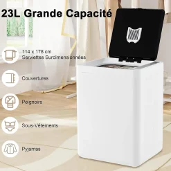 Giantex Chauffe-Serviettes 23 L,Ecran LED, Minuterie de 15 à 90 Min, pour Serviettes 114 x 178cm, Peignoirs, Couvertures, Blanc