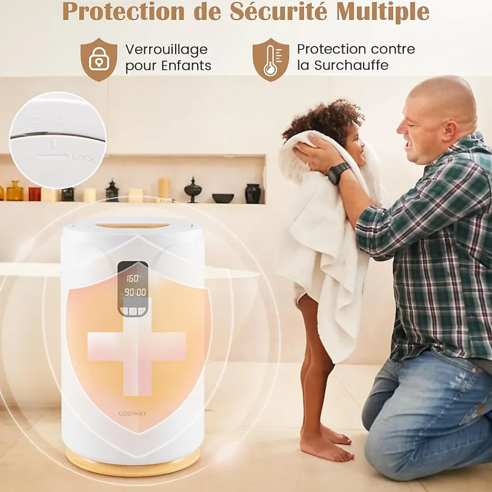 Giantex Chauffe-Serviettes 20L,avec Minuterie, 3 Lumière RGB et Verrouillage pour Spa, Peignoirs, Couvertures, Salle de Bain