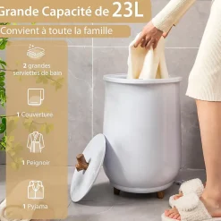 Giantex Chauffe-Serviettes Style Seau 23L, 3 Niveaux Chauffage 60-80Celsius & Minuterie 20-90min, Chauffe-Serviettes, Blanc