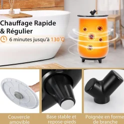 Sèche-Serviettes Électrique|Giantex Chauffe-Serviettes Style Seau 23L, 3 Niveaux Chauffage 60-80Celsius & Minuterie 20-90min, Arrêt Automatique, Noir