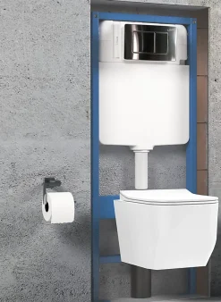 Bidet|Laneri Châssis de bâti-support avec réservoir caché pour cuvette suspendu complet de plaque de commande double bouton en acier inoxydable