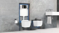Laneri Châssis de bâti-support pour bidet, châssis réservoir caché complet de plaque de commande Inox pour couple de sanitaires suspendu