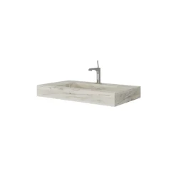 Lavabo|Kiamami Valentina 80Cm Hpl Stratifié Lavabo Chêne Glace Bassin Central