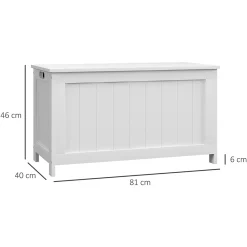 ProximaX Coffre de rangement avec poignée et couvercle, 81 x 40 x 46 cm, boîte de rangement pour salon et chambre, blanc