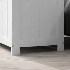 ProximaX Coffre de rangement avec poignée et couvercle, 81 x 40 x 46 cm, boîte de rangement pour salon et chambre, blanc