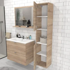 Weber Industries Colonne 2 portes + 1 niche / Décor Chêne blanchi