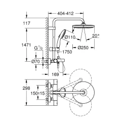 Grohe Colonne bain douche thermostatique Vitalio Start System Chromé
