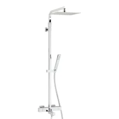 Valentin Colonne bain douche thermostatique avec pomme de tête, douchette et flexible, chrome, Touareg