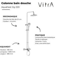 Vitra Colonne bain douche thermostatique Aquaheat Joy 220