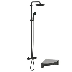 Robinet De Douche|Grohe Colonne bain douche thermostatique Vitalio Start System noir mat + Tablette de douche d'angle Start Cube