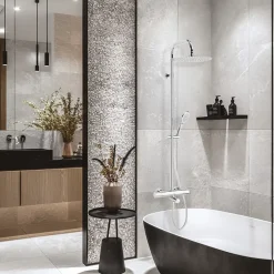 Colonne De Baignoire|Valentin Colonne bain douche thermostatique anti-brûlure avec pomme de tête, douchette et flexible, chrome, Opium