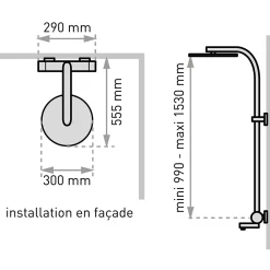 Colonne De Baignoire|Valentin Colonne bain douche thermostatique anti-brûlure avec pomme de tête, douchette et flexible, chrome, Opium