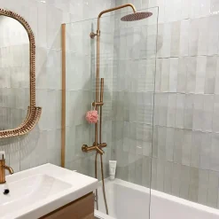 Colonne De Douche Thermostatique|Essebagno Colonne bain-douche thermostatique cuivre brossé luisa II 250