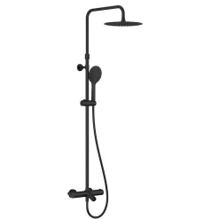 Kramer Colonne bain/douche thermostatique avec pommeau et douchette 3 jets, noir, Colors
