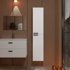 Aurlane Colonne Blanche 30x30x150 cm - Bois MDF Blanc Brillant - BOX-IN