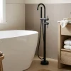 GoodHome Colonne de baignoire îlot + flexible + douchette, noir mat, Owens