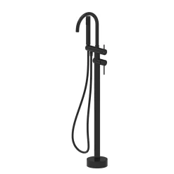 GoodHome Colonne de baignoire îlot + flexible + douchette, noir mat, Owens