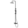 Colonne De Douche Thermostatique|GoodHome Colonne de bain/douche thermostatique avec pommeau, douchette 3 jets, flexible, barre réglable, noir, Anika