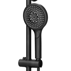 Colonne De Douche Thermostatique|GoodHome Colonne de bain/douche thermostatique avec pommeau, douchette 3 jets, flexible, barre réglable, noir, Anika
