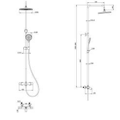 Colonne De Douche Thermostatique|GoodHome Colonne de bain/douche thermostatique avec pommeau, douchette 3 jets, flexible, barre réglable, noir, Anika