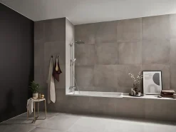 Colonne De Baignoire|Hansgrohe Colonne de bain/douche thermostatique avec pommeau + douchette 2 jets + flexible + barre réglable, chrome, Crometta E