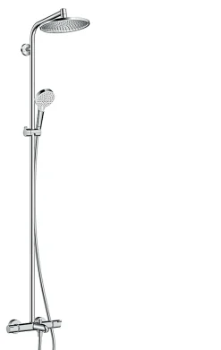 Colonne De Douche Thermostatique|Hansgrohe Colonne de bain/douche thermostatique avec pommeau + douchette 2 jets + flexible + barre réglable, chrome, Showerpipe Crometta S 240