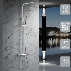 Colonne De Douche Mécanique|Imex Colonne de Douche Anti-Calcaire Chrome BDD038
