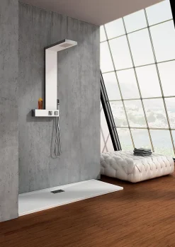 Kinedo Colonne de douche AQUADESIGN - Largeur: 20 cm - Profondeur: 50 cm - Hauteur: 102,5 cm - Chromé - Façade blanche
