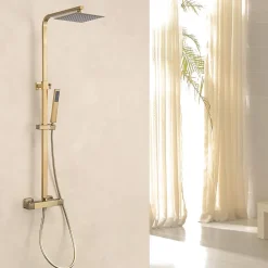 Lomazoo Colonne de douche avec mitigeur thermostatique Estrella doré