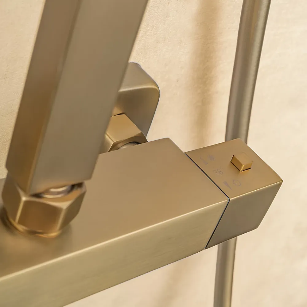 Lomazoo Colonne de douche avec mitigeur thermostatique Estrella doré