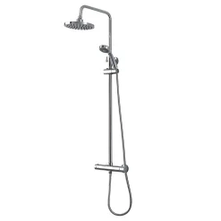 Kiamami Valentina Colonne De Douche Avec Mitigeur Thermostatique, Tête De Douche Fixe Et Douchette À Main À Jet Unique
