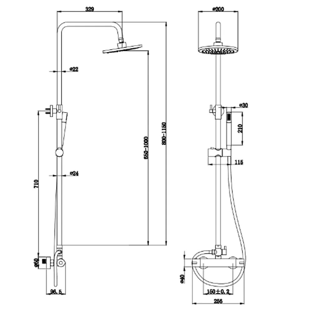 Lomazoo Colonne de douche avec mitigeur thermostatique Pandora noir