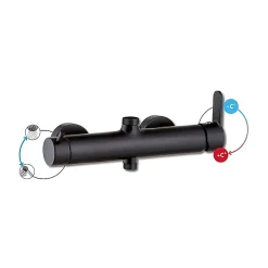 Colonne De Douche Mécanique|Planète Bain Colonne de douche avec mitigeur mécanique - noir mat - Black Roma Touch