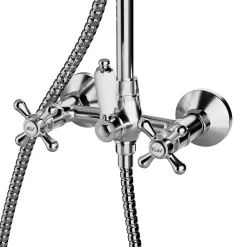 Colonne De Douche Mécanique|GoodHome Colonne de douche avec mélangeur mécanique + douchette + flexible + barre réglable, chrome, Etel