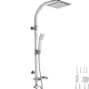 Tectake Colonne de douche avec porte savon aspect Chrome gris